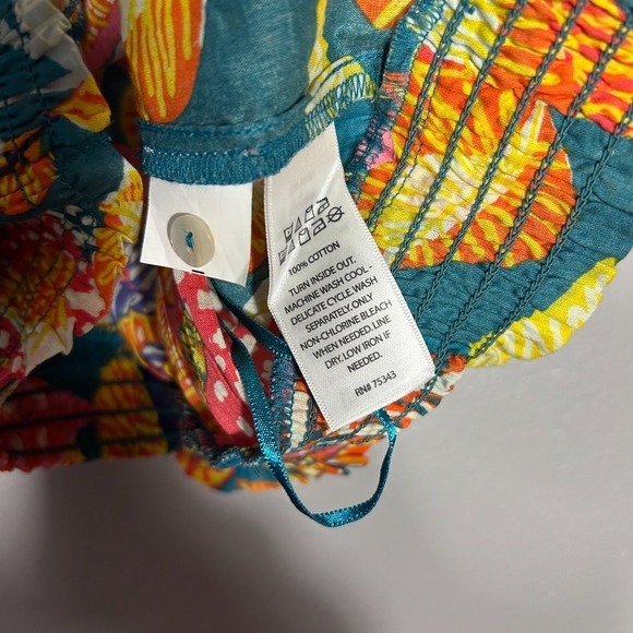 Cynthia Rowley Floral Tank Top Sleeveless Blouse Teal Orange XL - Picture 5 of 6